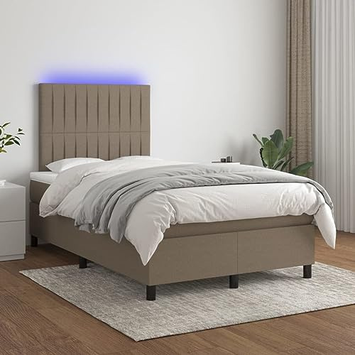 Juroupi Boxspringbett mit Matratze & LED Bett Mit Bettkasten Bett Boxspringbett Betten Boxspringbett Mit Matratze Taupe 120x200 cm Stoff - 3135025