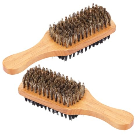 LOORGVEL 2stücke Bartbürste Für Männer Doppelseitige Bartpflegebürste Mit Wildschweinborsten Für Styling Und Entwirren Von Dichten Bärten Sanft Zur Haut