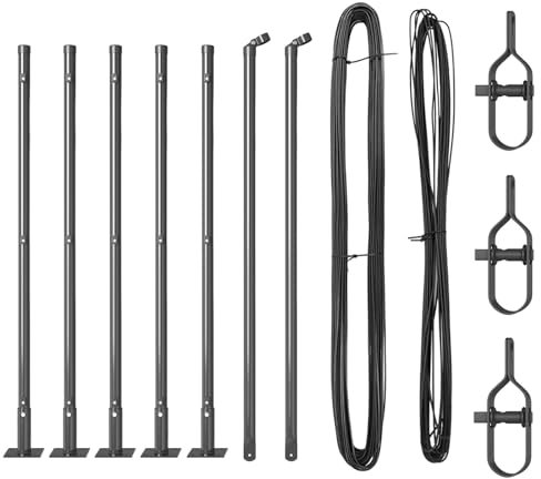 vidaXL 7 Pcs Postes de Cerca Grises Ø32mm 50cm - Accesorios de Cercado Resistentes al Clima para el jardín, terraza y Barrera Ajustable.
