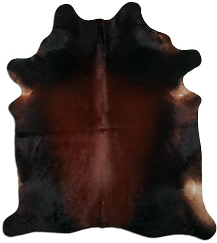 Livorio K350 Tapis en peau de vache - 215 x 190 cm - Marron foncé et noir - Produit naturel unique en provenance d'Amérique du Sud - Peau de vache véritable - Tornasol