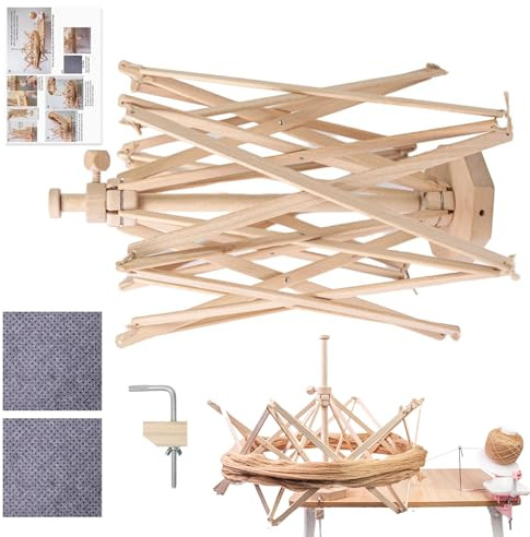 Generico Avvolgitore Filo a Forma di Ombrello | Avvolgi Filato per Uncinetto | Supporto in Legno per Hobby Accessorio per Appassionati di Lavori a Maglia e Uncinetto