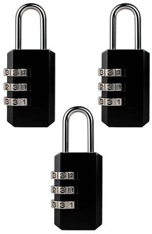 3pc 20mm 3 Digit Security Padlock - Black Combination Padlocks, Suitcases, Travelling, Luggage, Bag, Case, Home, Jewellery Box | Small Security Padlocks for Home & Travel (3pc 3 Digit Security Locks)