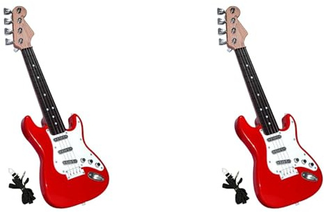 Janasiba 2X Jouet de Guitare 17 Pouces pour Enfants, Instruments de Musique de Guitare ÉLectrique à 4 Cordes pour Enfants, Jouet D'Instrument ÉLectronique Portable, B