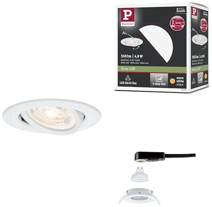 Paulmann LED Einbauleuchte 3-Step-Dim Nova GU10 Flat schwenkbar 4,9W 550lm 230V dimmbar 2700K Weiß matt 92324
