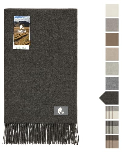 HANSA-FARM Manta extra grande de alpaca para bebé, 200 x 130 cm, suave y acogedora de 100% lana de alpaca (sin arañazos, sin teñir), color gris oscuro/antracita liso (gris)