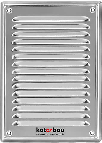 KOTARBAU Modern Stainless Steel Ventilation Grille, 230 x 165 mm, Rustproof, Chrome, Polished, Insect Protection, Fireplace, Front Facades, 0.114 kg