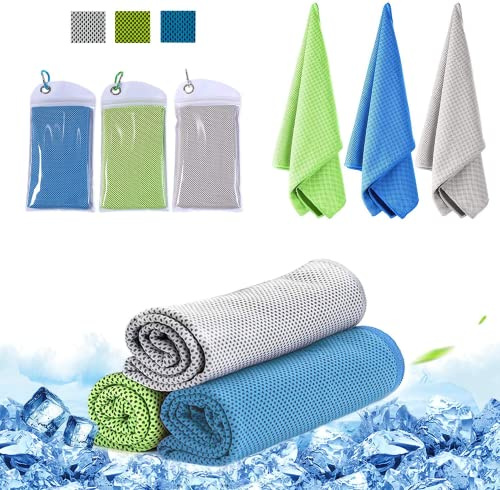 BOJLY Kühltuch Set 100x30 cm - Kühlendes Mikrofaser-Handtuch für Sport & Reisen (3 Farben)