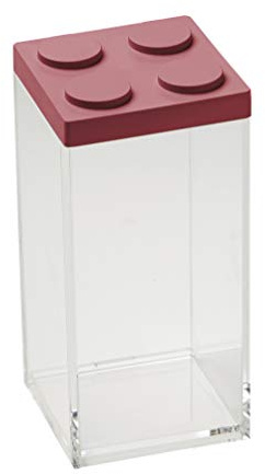 OMADA Contenitore Mattoncino per Alimenti da 1,5L con Coperchio Impilabile | Barattolo Rettangolare Alto 10x10x H20 cm, Contenitore Trasparente, Ideale per Dispensa, Collezione Brickstore