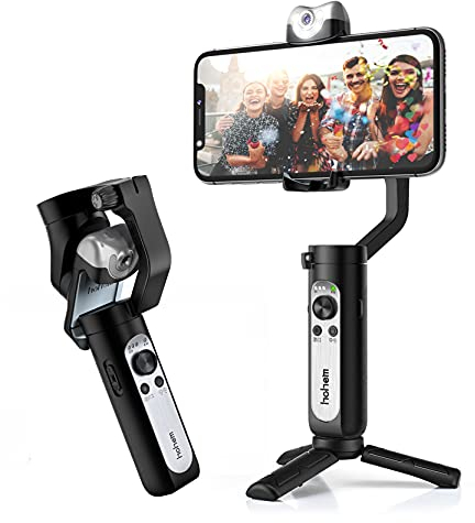 Gimbal Stabilisator für Smartphone, hohem iSteady V2 3 Achsen Gimbal mit Intelligent Visual Tracking, Handy Gimbal mit Gestensteuerung/Regulierbares Fülllicht, Gimbal Faltbar für iPhone/Samsung/Huawei