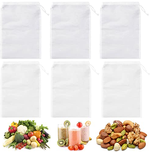 6 Piezas Bolsa Leche Nueces Reutilizable Bolsa Filtro Nailon Bolsa Colador Leche Bolsa de Leche de Nuez Bolsa Filtro Cerveza Filtro para Leche Vegetal para Zumo, Vino, Café y Leche de Frutos Secos