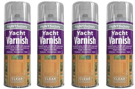 YSAMAX 4 x Yacht Varnish Spray Paint with Gloss Finish Protects Exterior Woods with Special Resistance in Marine Environments Ideal for Boats, Yachts and Furniture (250 ML)