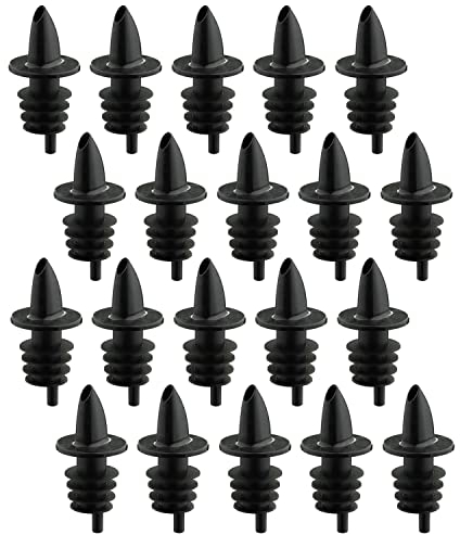 Westmark 20 Tappi Dosatori per Bottiglie di Liquori, Olio e Aceto, Dosatore con Tubetto per l'Aria, Tappo in plastica, Jet-Pour, Nero, 411022E3