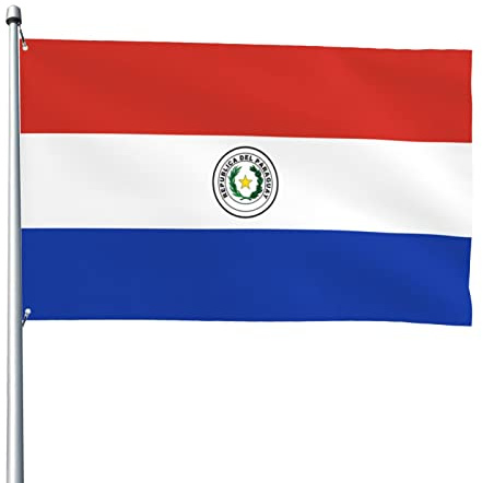 Bandera de Paraguay, banderas decorativas para exteriores, 3 x 5 pies, 100% poliéster, bandera exterior para todo tipo de clima, el color es brillante y fácil de desvanecer, secado rápido.