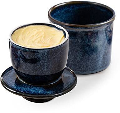 HOME DECOR Burro in smalto reattivo, contenitore per burro francese da banco, con linea d'acqua per burro fresco spalmabile, bule reattivo