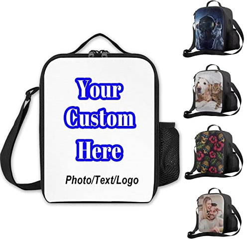 Mraxovid Personalised Insulated Lunch Bag with Photo Text for Women Men Custom Leakproof Reusable Lunch Tote Bag with Adjustable Shoulder Strap for Kids Adult