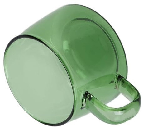 HERCHR Double Walled Glass Coffee Mugs, Wide Mouth Clear Large Coffee Mug with Handles Espresso Cups for Latte, Cappuccino, Hot Chocolate, Tea and Juice(Green)