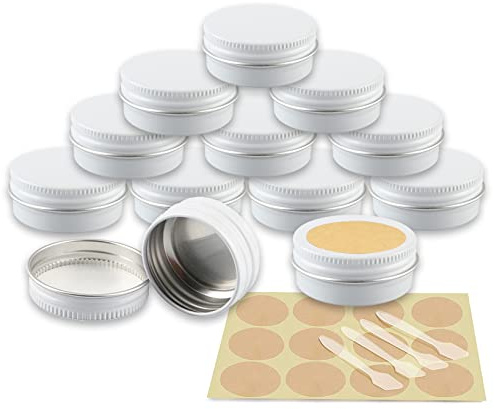 YANCAER 50 Pièces Pots en Aluminium Blanc de 15ml avec Couvercle - D41mm x H17mm Vide Ronde Cosmétiques Pot Conteneurs de Voyage pour Maquillage, Crème, Baume à Lèvres, Mini Bougies