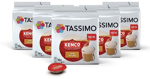 Tassimo Kenco Café au Lait Coffee Pods x16 (Pack of 5, Total 80 Capsules)