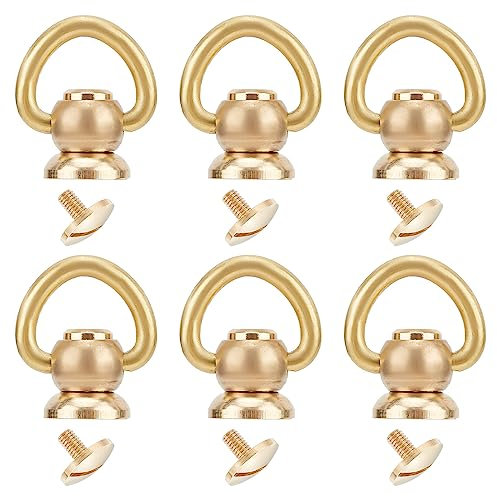 GORGECRAFT 6PCS Ottone Borchie A Sfera Rivetti Anello A D Girevole A 360 Gradi Bottoni A Testa A Sfera Bottoni A Vite Rivetti Chiodi Vite A Perno Chicago Anello in Metallo Rotazione Libera