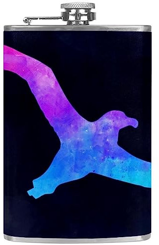 Flasque avec entonnoir Flacons personnalisés,mouette aquarelle,Petit flacon portatif en acier inoxydable pour l'alcool