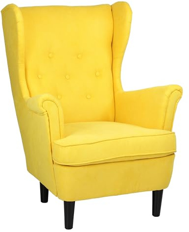 Totò Piccinni Poltrona LILIBET classica comoda con braccioli e schienale alto per un massimo Relax (Poltrona, Giallo)