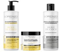 Lorenzo - KOMPLETTES PACK - Sulfatfreies Shampoo, Conditioner und Haarmaske mit Kokosnussöl - 3x500ml