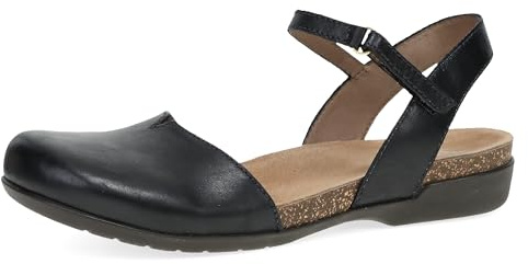 Dansko Rowan Sandal for Women – Memory Foam and Cork Footbed for Comfort and Arch Support – Lightweight Rubber Outsole for Long-Lasting Wear Black Waxy 7.5-8 M US