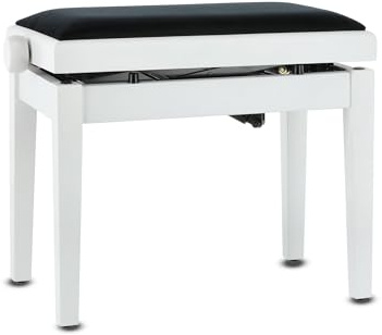 GEWA Banqueta para Piano Deluxe Autolift con cómodo Ajuste de Altura, Madera Maciza, Blanco Mate