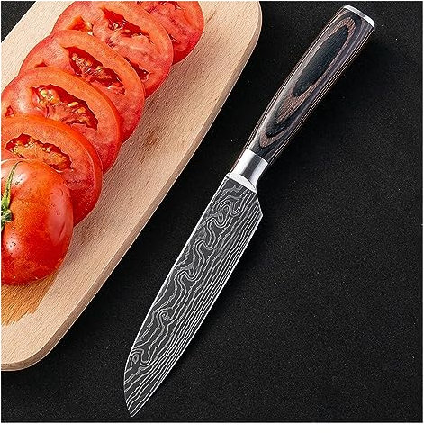 LIUJOU Cuchillo de cocina japonés Santoku de acero inoxidable de 5 pulgadas