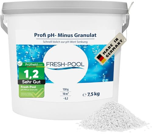 Fresh-Pool Profi pH- Minus Granulat 7,5 kg - ph-Minus für Pool | ph Senker Pool Granulat | ph Minus Pool | ph Senker Pool | Pool ph Minus