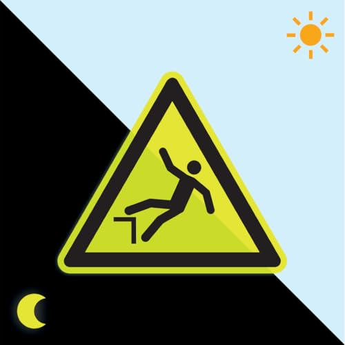 PERMALIGHT power langnachleuchtend Warnschild Warnung vor Absturzgefahr, ISO, Kunststoff, fluoreszierend, SL 200mm