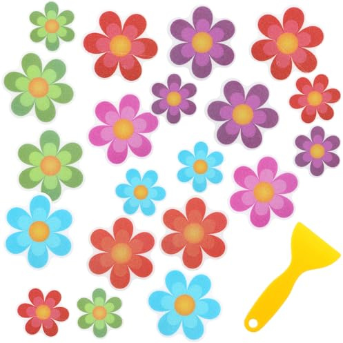 salbsever 20 Stück Blumen Bathtub Stickers, Anti Rutsch Dusche Selbstklebend,Badewanne Anti Rutsch Aufkleber Dusche Rutschschutz Sticker Pads für Badewanne Dusche Badezimmer