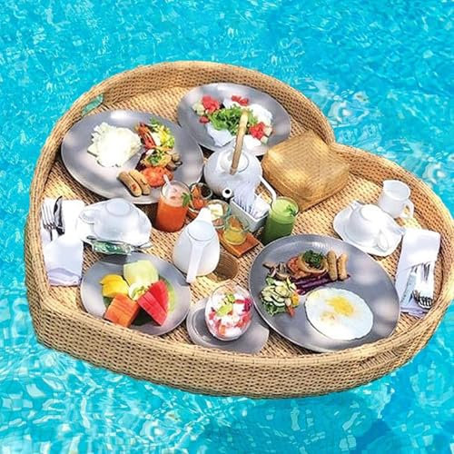 Dfdieratve Floating Drink Holder Black Floating Refreshment Table Tray, Portable Floating Pool Tray for Swimming Pool Accessories Hot Tub Beach and Party Decor,Apricot