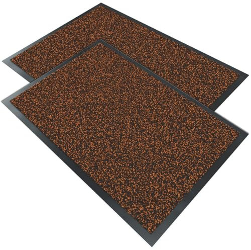VOUNOT® Juego de 2 Felpudos Entrada Casa, Alfombra Exterior para Puerta, Impermeable Antideslizante Lavable, Alfombra para Interior y Exterior, 40x60cm, Marrón Oscuro