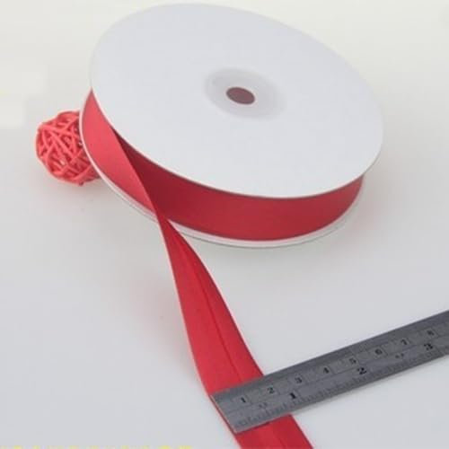 Schrägband Satin 20mm Gefalzt 39 Farben zum nähen Nahtband (Rot, 23 Metre)
