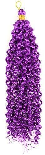 Extensions de cheveux synthétiques ondulés bouclés à l'eau de 14 pouces et 100 g, boucles afro, boucles crépues, boucles africaines, tresses au crochet en vrac(Violet)