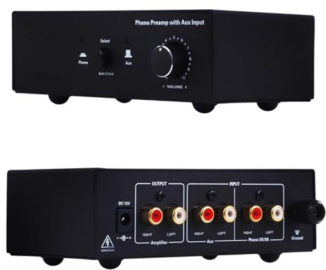 Préampli De Platine Phono, Préamplificateurs Audio pour Lecteur De Vinyle, avec Entrée/Sortie RCA, Volume Réglable, Faible Bruit, pour Tourne-Disque, Audio Domestique