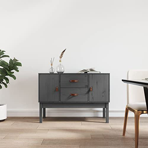 ShGaxin Sideboard Grau 110x40x78 cm Massivholz Kiefer, Kommode Schlafzimmer, Kommoden & Sideboards, Wohnzimmerschrank, Flur Kommode, Zimmer Möbel - 823526