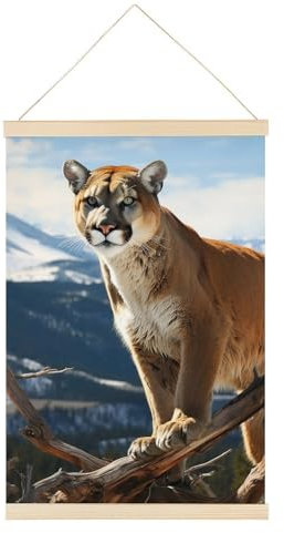 Panther Mountain Lion Magnetischer Posteraufhänger Rahmen 60 x 39 cm Holz Holzmagnet Leinwand Kunstwerk Hängender Posterrahmen Posterhänger mit Seilmagnet für Poster, Drucke, Fotos, Bilder, Karten, SC