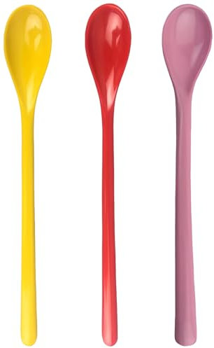 3 Stück Eierlöffel Kunststoff, Plastiklöffel, 19cm Bunt Robust Griff Dessertlöffel Plastiklöffel Lang, Colorful Plastik Löffel Kaffeerührlöffel Kunststoff Eierlöffel Lange Löffel