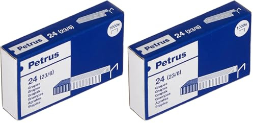 Petrus Grapas petrus n 24 (23/6) cobreada para grapadora 1600 caja de 1000 unidades (Paquete de 2)
