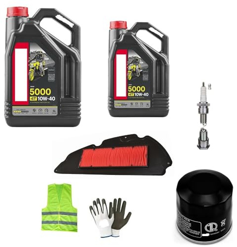 KOMPATIBEL MIT Vespa GTS 300 Service-KIT FÜR Roller 2 Liter ÖL 10W40 5000 4T HC-TECH Technology+ÖLFILTER+LUFTFILTER+ZÜNDKERZE