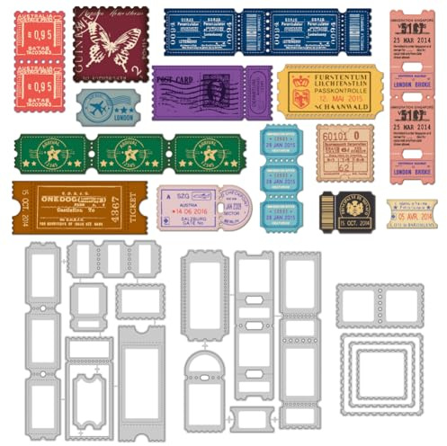 DELORIGIN Stamp Frames Cutting Dies Card Making Die Retro Label Stencil Carbon Steel Die Cuts Scrapbooking Embossing Template Metal Dies for Cards Craft Paper Album Background Panels