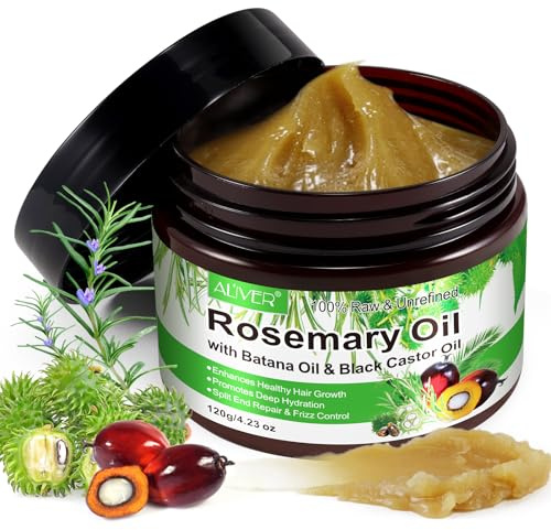Huile essentielle de romarin & huile de batana & huile de ricin noir 3 en 1 solide pour la croissance des cheveux, stimule la nouvelle croissance des cheveux, répare les pointes fourchues, lisse les