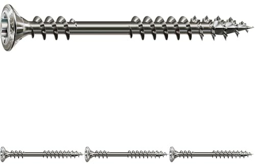 SPAX Fassadenschraube aus Edelstahl rostfrei A2, 4,5 x 60 mm, 100 Stück, T-STAR plus, Reduzierter Linsensenkkopf, Fixiergewinde, 4CUT, 25470004506022 (Packung mit 4)