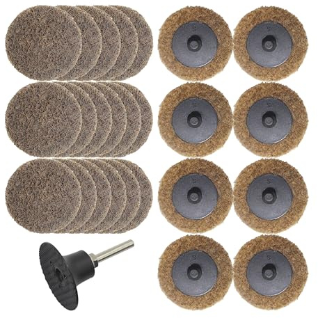 Merryland 25 Stück Vliesscheibe 50 mm Grob Mit 6,35mm Schaft | 50mm Stabschleifer Schnellwechselscheibe Vliesschleifblatt Vliesronden Schnellspannscheibe Farbe Rost Metall Stahl, DGTAA27C1