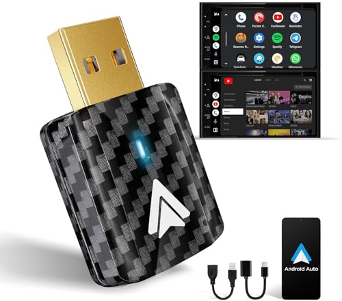 MSXTTLY Android Auto Wireless Adapter U2AC-L9, 2026 Mini USB A/C Plug & Play Dongle für Autos mit kabelgebundenem Android Auto, Stabile Verbindung, Unterstützung von YouTube & Video-Apps