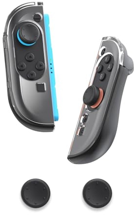 HolyFort Protective Case for Nintendo Switch 2 JoyCon Controller, Clear PC Face Cover, Soft TPU Anti-Slip Grip, Ergonomic Joy-Con Shell for Comfort & Protection, Includes Joy Con 2 Thumb Grips
