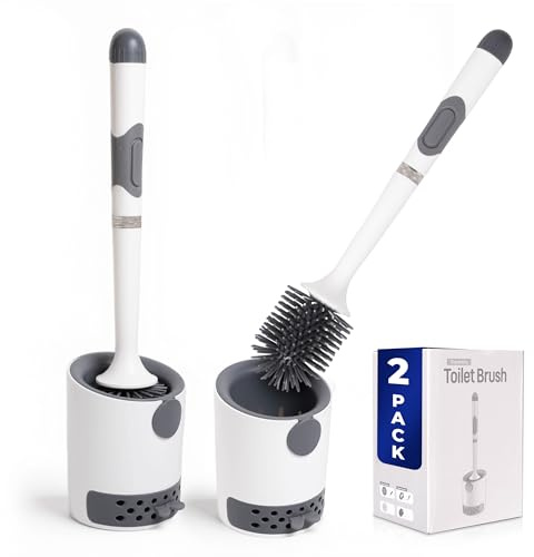 PACK&BACK - 2 Uds - Escobillas Baño con Dispensador Jabon - Cepillo Inodoro Escobilla Baño Silicona Gel Flexible para Limpieza WC - Escobilla Recargable Inodoro Versátil - Piacaba Casa De Banho