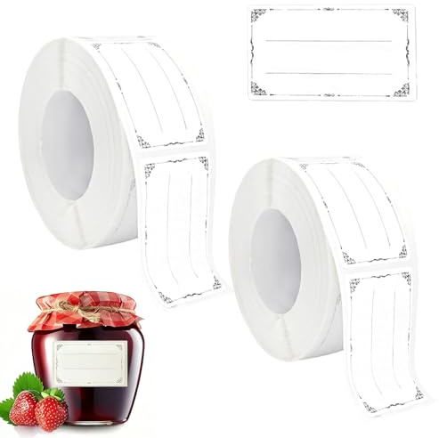 1200 Stück Etiketten Selbstklebend,Etikett Zum Beschriften,Etiketten Marmeladengläser Für Gläser Marmelade Backen Flaschen Tüten (30 X 50 Mm)